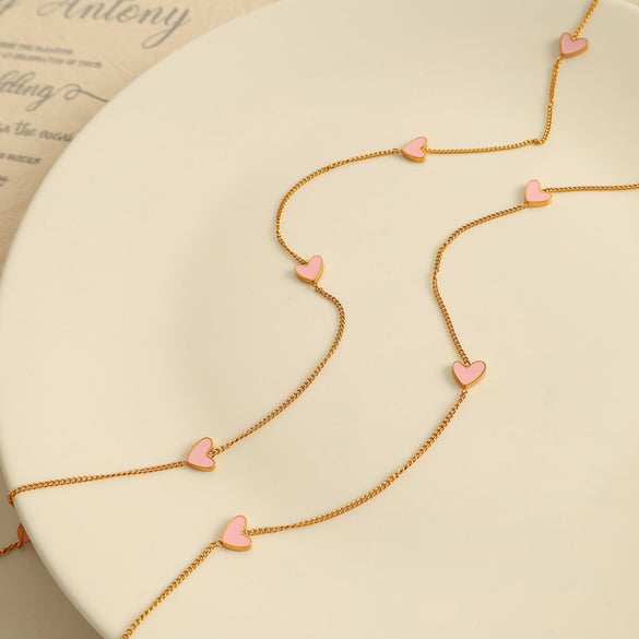 1 Piece Simple Series Simple Heart Stainless Steel 18K Gold Plated Women Pendant Necklaces