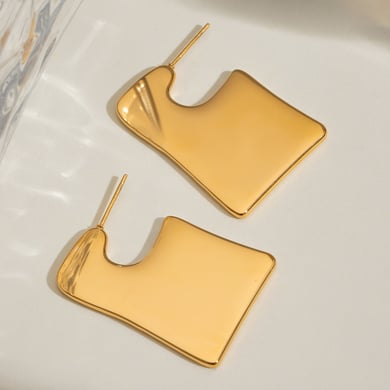 1 Pair Simple Series Simple Solid Color Stainless Steel 18K Gold Plated Women Stud Earrings h5 Picture5