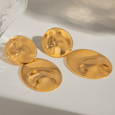 1 Paar einfache geometrische Ohrringe aus Edelstahl mit 18 Karat Vergoldung für Damen h5 Bild3