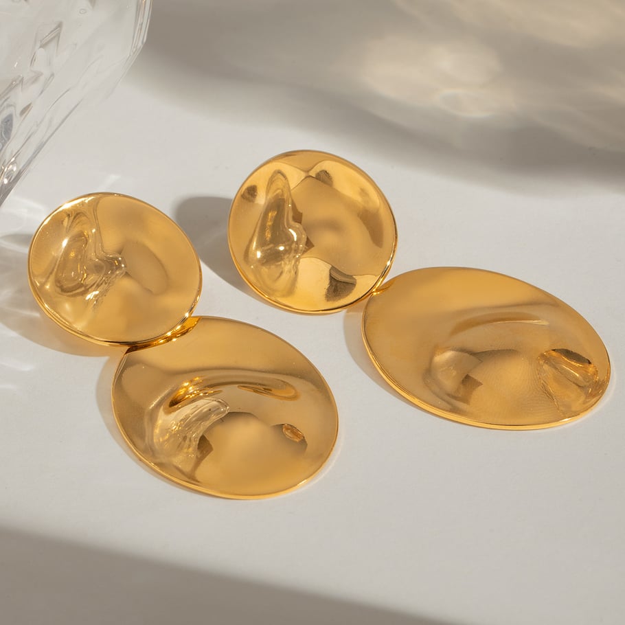 1 Paar einfache geometrische Ohrringe aus Edelstahl mit 18 Karat Vergoldung für Damen Bild3