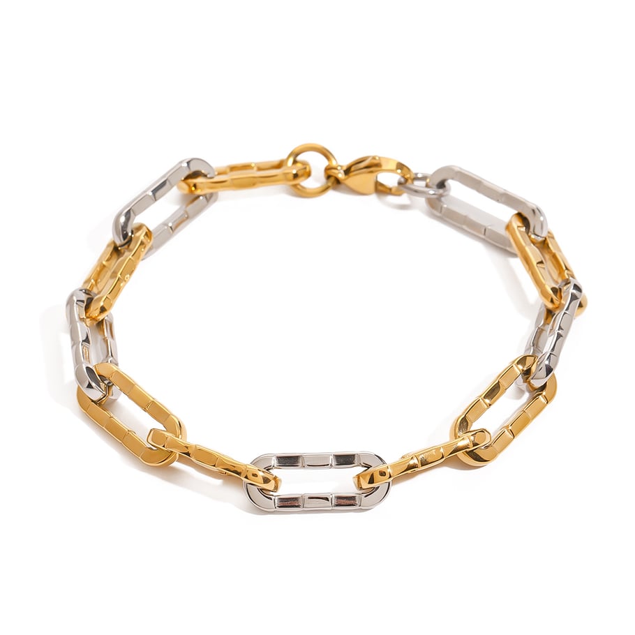1 Piece Simple Series Europe and America line Stainless Steel 18K Gold Plated Women Chain Bracelets Picture8