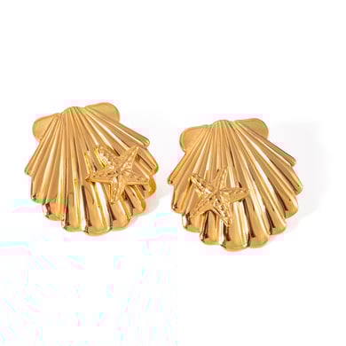 Europäische und amerikanische grenzüberschreitende INS-Stil Sommer Ozean Serie 18 Karat Gold Edelstahl Muschel klebrige Seestern Ohrringe Ohrringe Schmuck für Frauen h5 Bild5