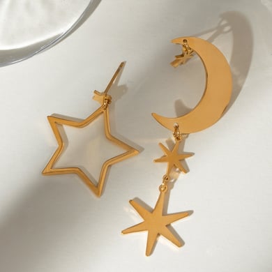 1 Pair Simple Casual Style Hexagram Shape Stainless Steel 18K Gold Plated Women's Drop Earrings h5 Picture4