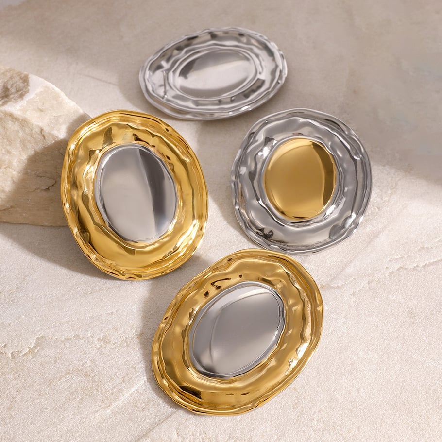 1 Paar Simple Series Retro Geometrische Edelstahl 18K vergoldet Damen Ohrstecker Bild4