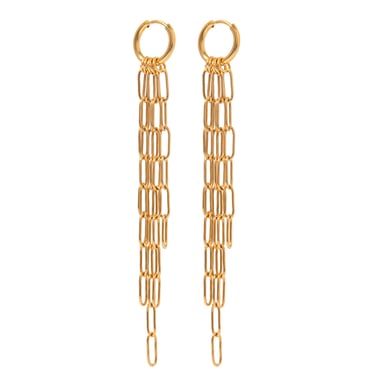 1 Pair Classic Series Elegant Tassel Stainless Steel 18K Gold Plated Women Drop Earrings h5 Picture5