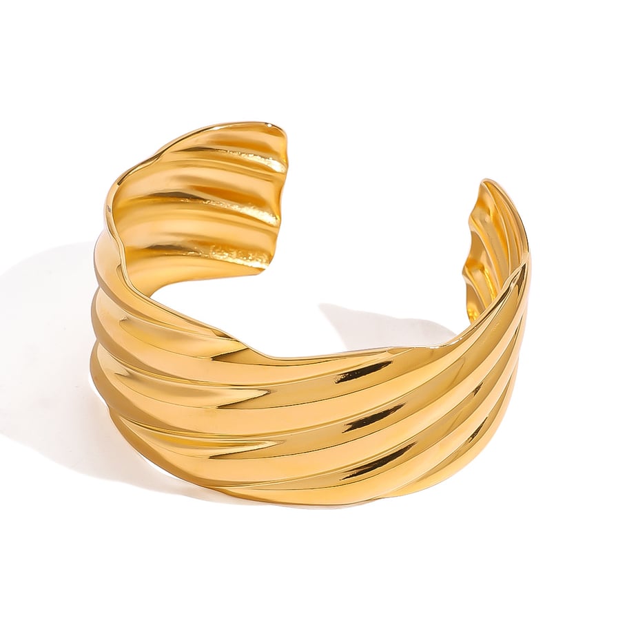 1 Piece Simple Series Retro Geometric Stainless Steel 18K Gold Plated Women Bangles Picture5