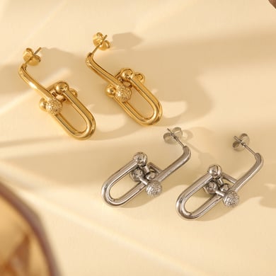 1 Pair Simple Series Daily Geometric Titanium Steel   Gold Color  Women's Stud Earrings h5 Picture2