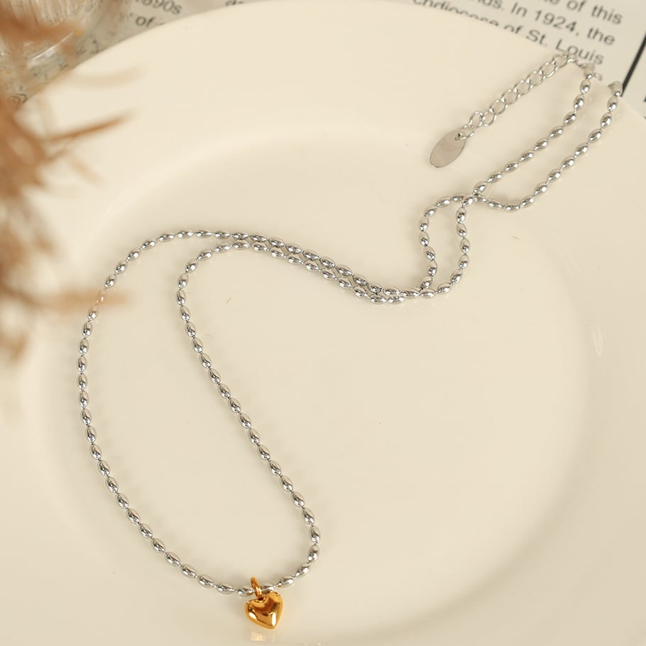 1 Piece Simple Series Simple Heart Stainless Steel 18K Gold Plated Women Pendant Necklaces Picture4