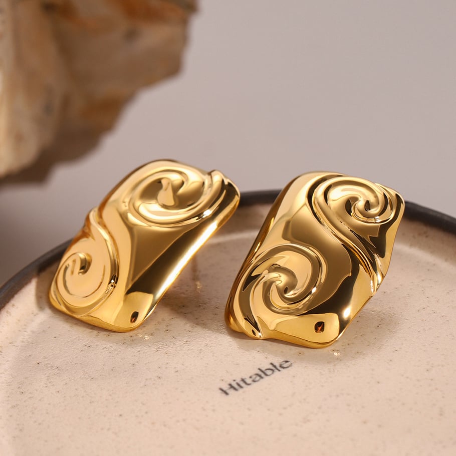 1 Pair Simple Series Simple Geometric Stainless Steel 18K Gold Plated Women Stud Earrings Picture5