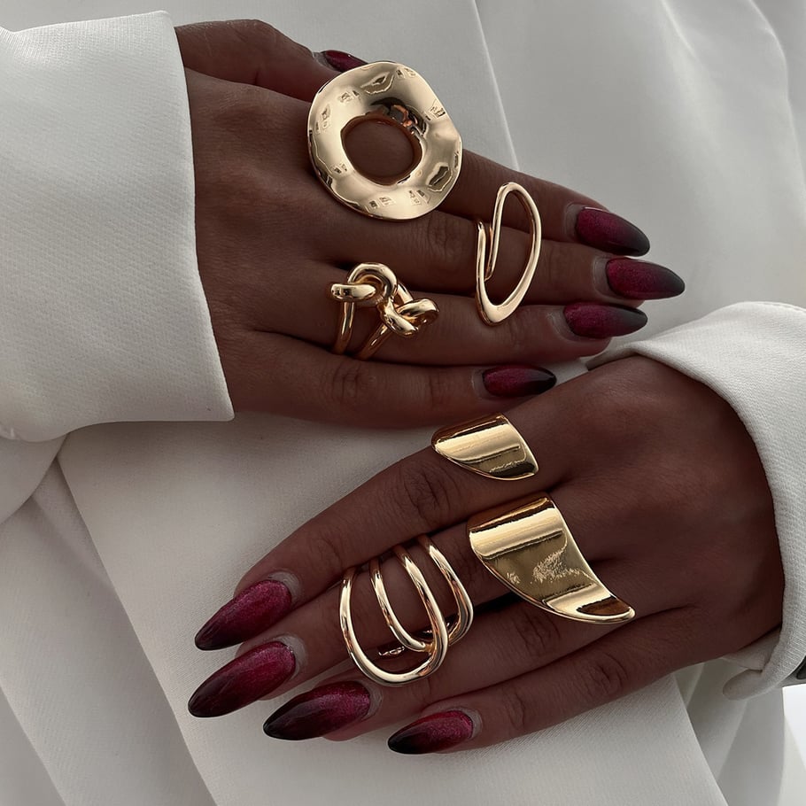 1 Pair Simple Series Simple line Stainless Steel 18K Gold Plated Women Single Rings Picture7