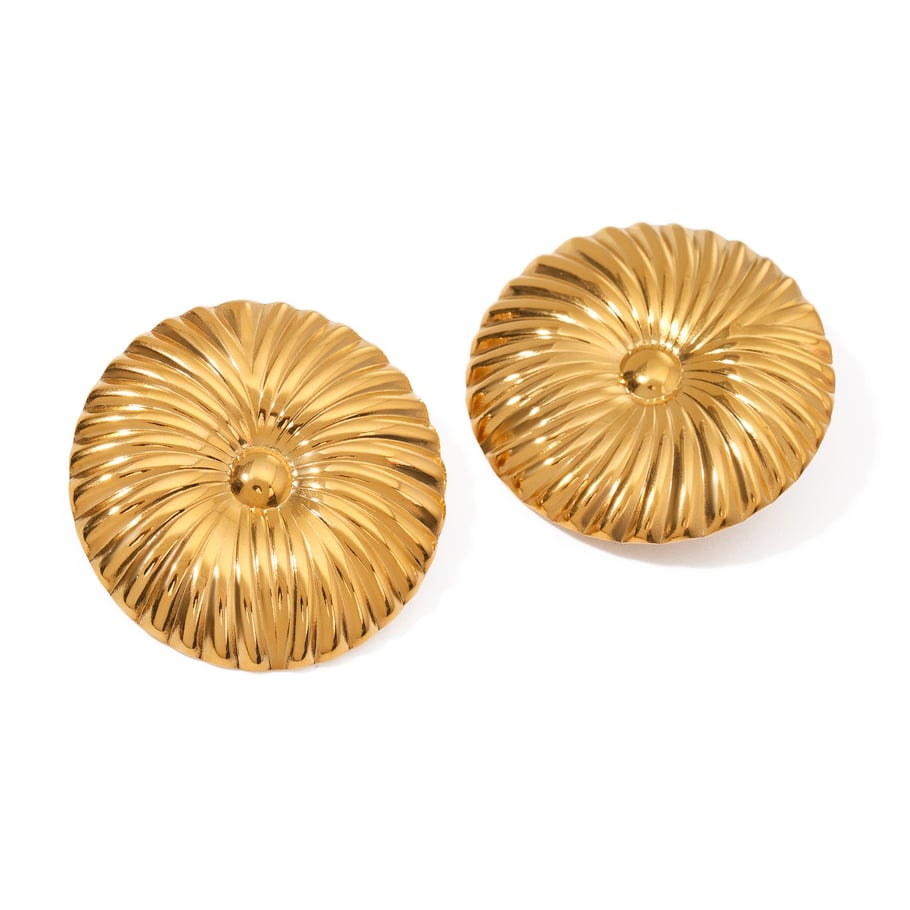 1 pair simple series retro flower stainless steel gold plated women stud earrings h5Picture6