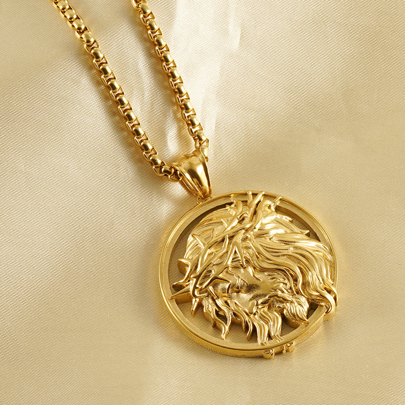 1 Piece Golden Color 3D Relief women's Unisex Necklace Picture3
