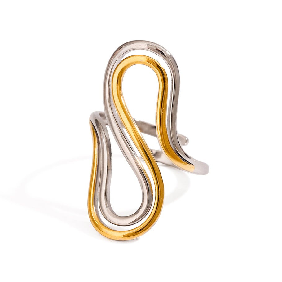 1 Paar Simple Series Ins Style Line Edelstahl vergoldet verstellbare Damenringe Bild6