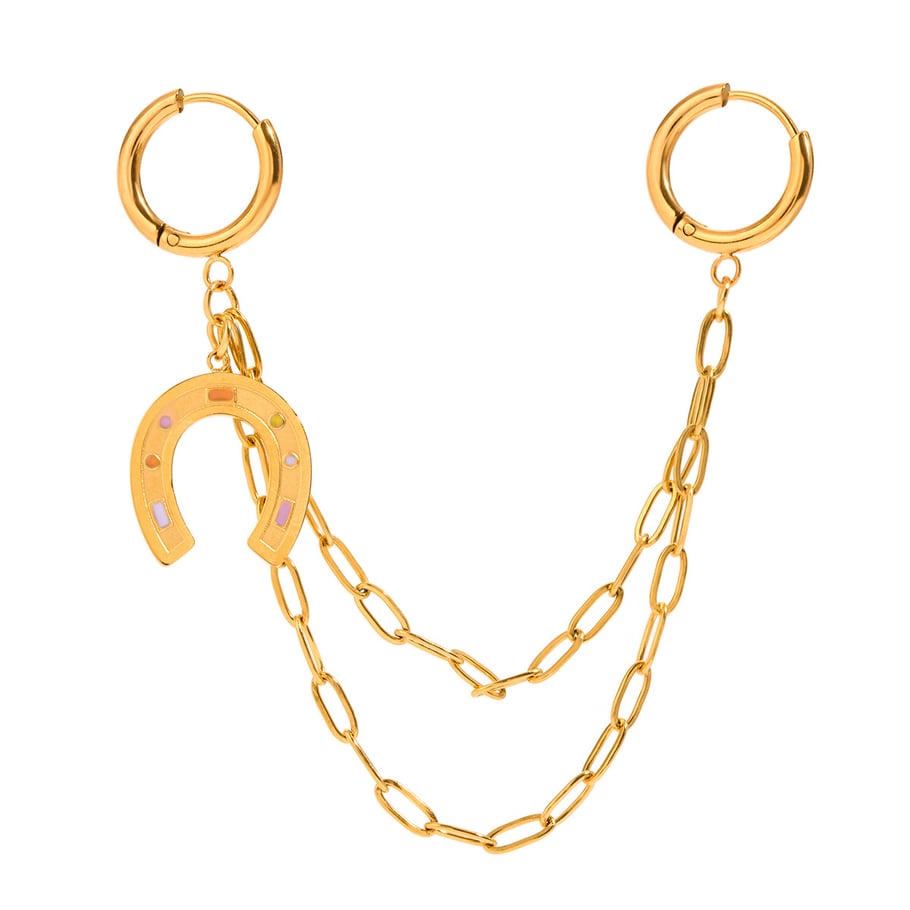 1 paio di pendenti da donna in acciaio inossidabile placcato oro , stile semplice e casual, geometrici Immagine5