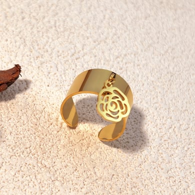 1 Piece Simple Series Bow Knot Stainless Steel Gold Color Women's Adjustable Rings h5 Picture6