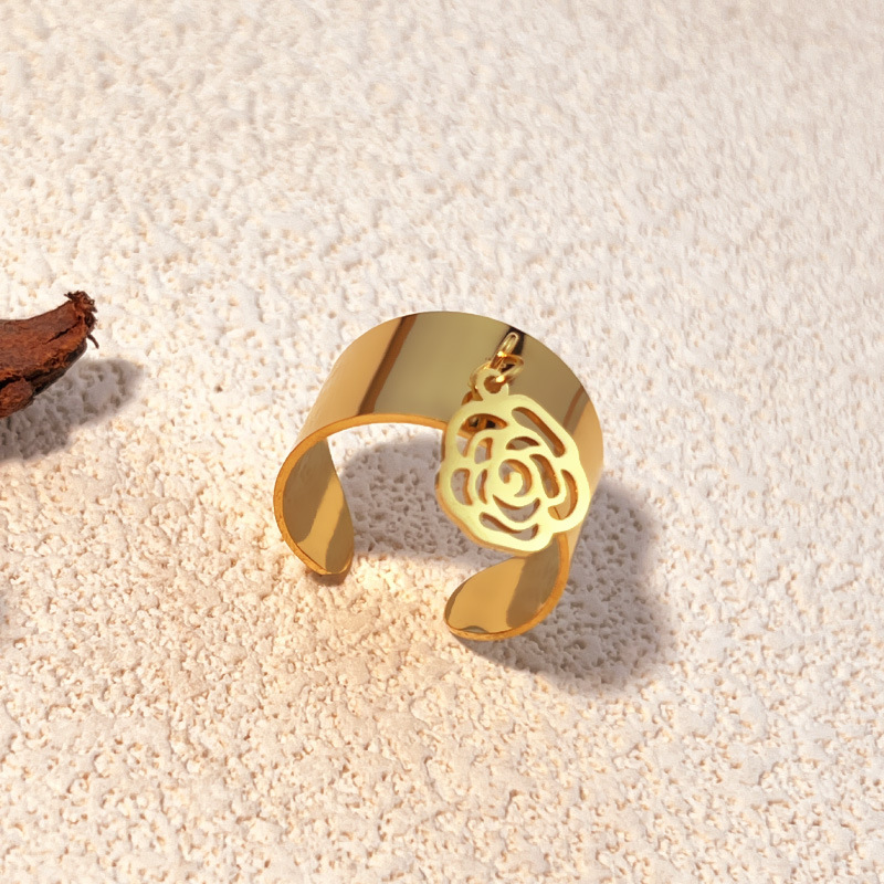 1 Piece Simple Series Bow Knot Stainless Steel Gold Color Women's Adjustable Rings Picture6