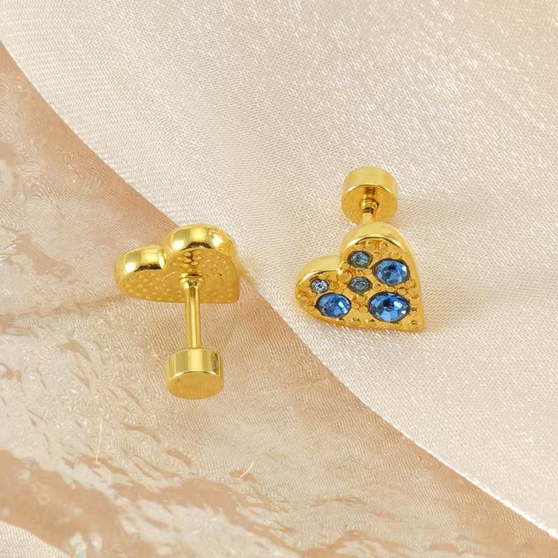 1 Paar Simple Series Daily Heart Edelstahl 18 Karat vergoldete Damen-Ohrstecker Bild5