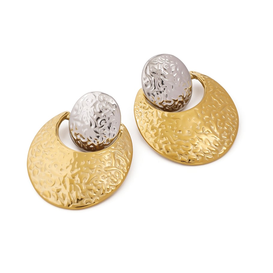 1 Pair Simple Series Europe and America round Stainless Steel 18K Gold Plated Women Stud Earrings Picture7