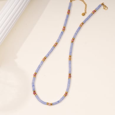1 Piece Gorgeous Series Elegant Moon Stainless Steel Gold Color Natural Stone Women's Pendant Necklaces h5 Picture7