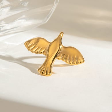 1 Pair Classic Series Natural Animal Stainless Steel 18K Gold Plated Women Adjustable Rings h5 Picture3