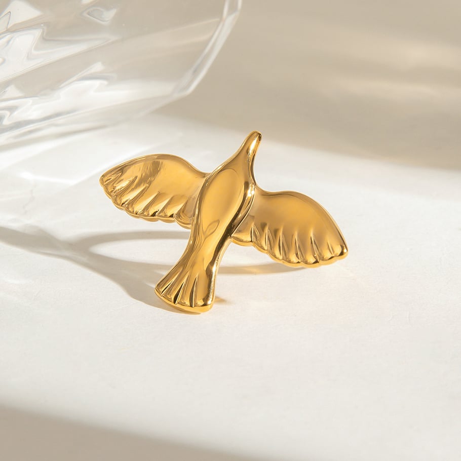 1 Pair Classic Series Natural Animal Stainless Steel 18K Gold Plated Women Adjustable Rings Picture3