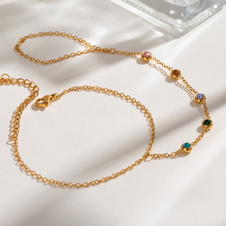 Pulsera de cadena de acero inoxidable color dorado para mujer, serie simple, estilo Europa y América, 1 unidad Imagen11