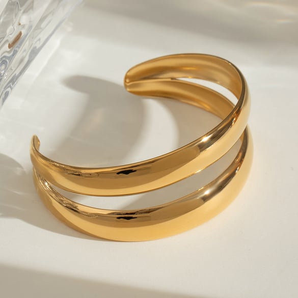 Bracelet simple géométrique en acier inoxydable plaqué or 18 carats pour femme, 1 pièce
