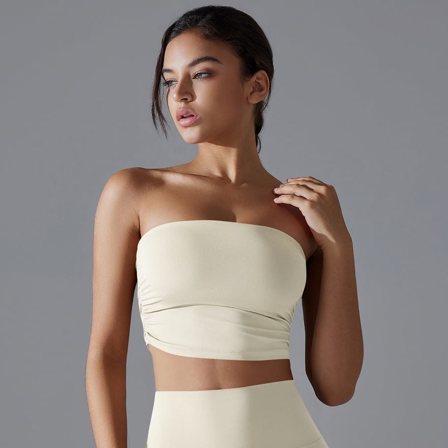 1 Piece Design Solid Color Yoga Wear Top Ruched Sheath Women's Sport Clothing Picture7