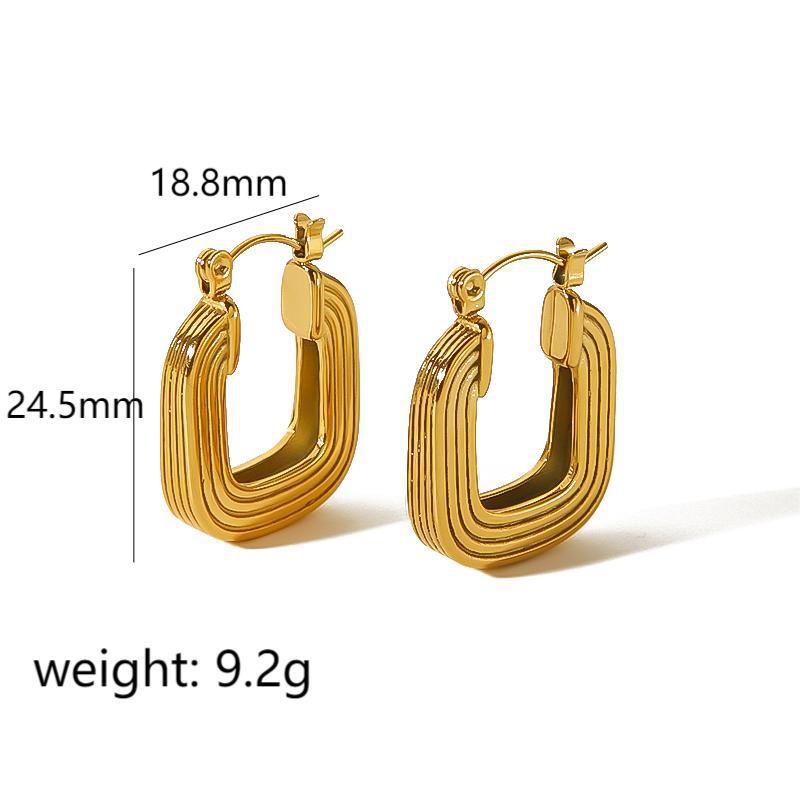 1 Pair Simple Series Simple Geometric 18K Gold Plated Stud Earrings Picture5