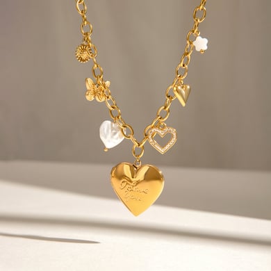 1 Piece Classic Series Exquisite Heart Shape Buttterfly Stainless Steel Gold Color Women's DIY Pendant Necklaces h5 Picture3