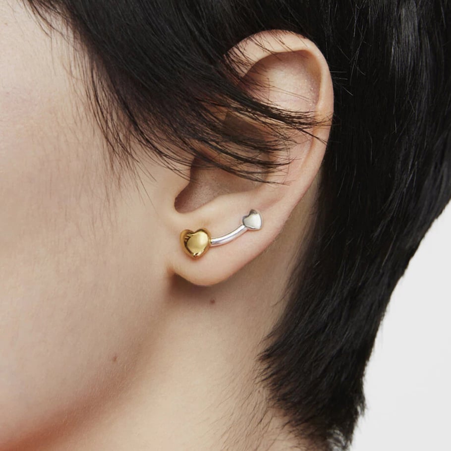 1 Pair Designable Series Delicate Heart Stainless Steel Gold & Silver Color Women's Stud Earrings Picture7