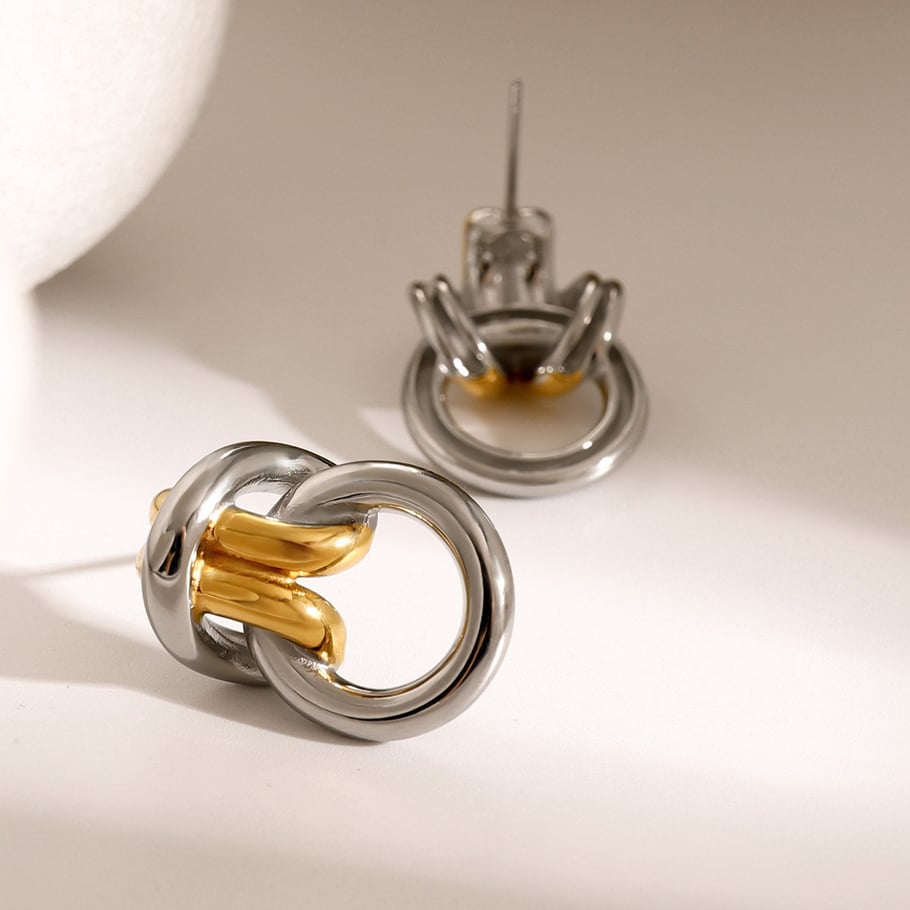 1 Pair Simple Series ins style Geometric Stainless Steel 18K Gold Plated Women Stud Earrings Picture4