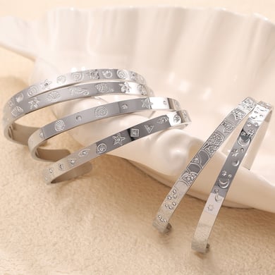 1 Stück Simple Series Klassische Schildkröte Edelstahl Goldfarben Strass Damen Armreifen h5 Bild7