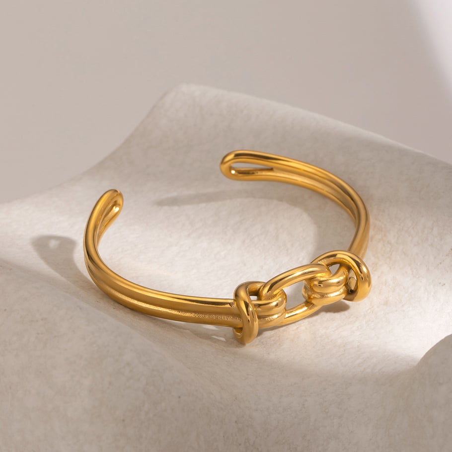 1 Piece Simple Series ins style Twist Stainless Steel 18K Gold Plated Women Bangles Picture3