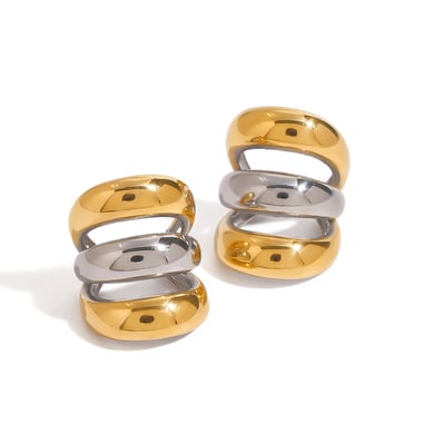 1 Paar einfache Serie Ins Style Ringförmige Edelstahl vergoldete Damen-Clip-on-Ohrringe h5 Bild6