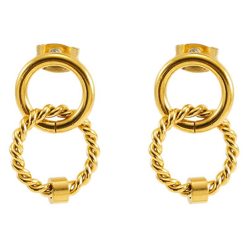 1 Pair Retro Daily Style Twist Shape Stainless Steel 18K Gold Plated Women's Stud Earrings Picture7