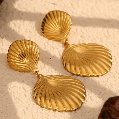 1 Pair Luxurious Series Natural Turtle Stainless Steel   Gold Color  Women's Drop Earrings h5 Picture3