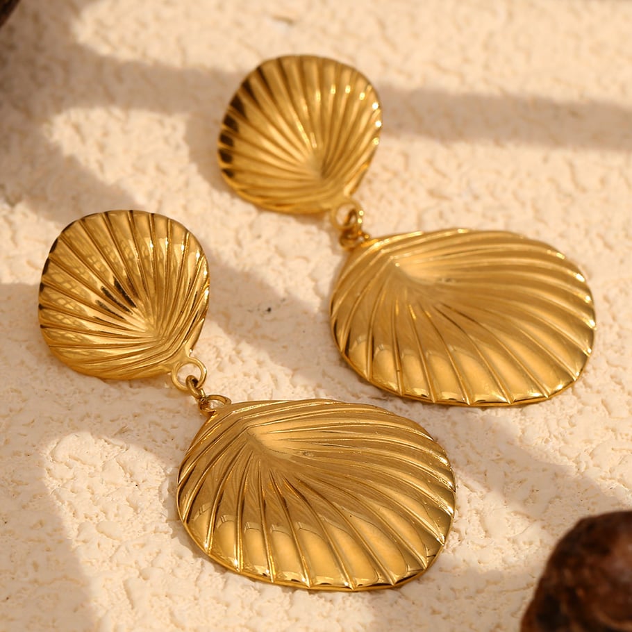 1 Pair Luxurious Series Natural Turtle Stainless Steel   Gold Color  Women's Drop Earrings Picture3