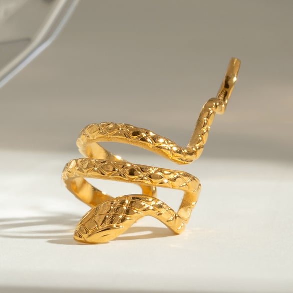 1 Pair Simple Punk Style Animal Shape Stainless Steel 18K Gold Plated Women's Adjustable Rings 2