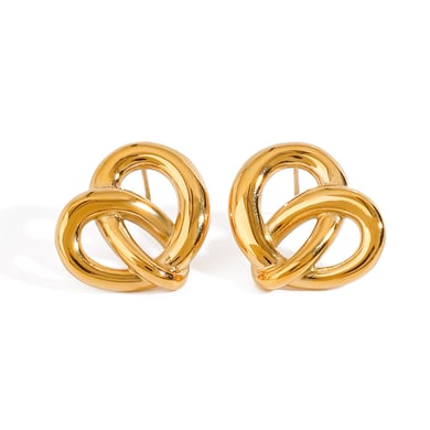 1 par de pendientes de botón de acero inoxidable dorados con forma de corazón y amor de Europa y América para mujer h5 Imagen10