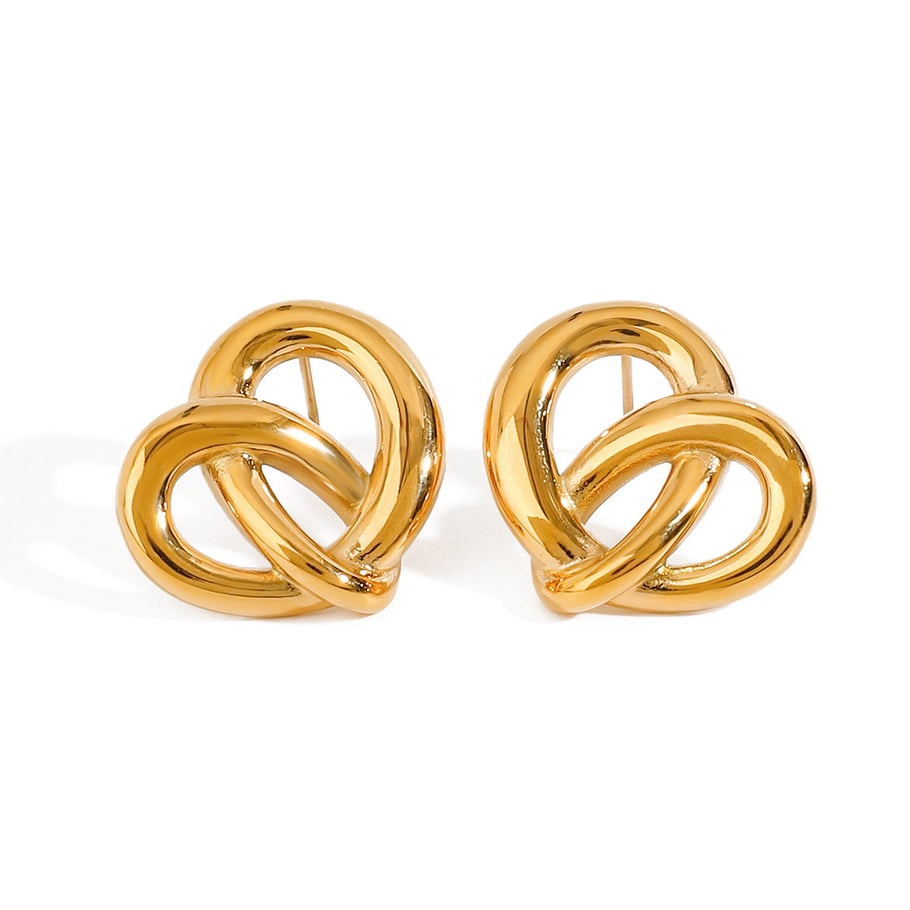 1 par de pendientes de botón de acero inoxidable dorados con forma de corazón y amor de Europa y América para mujer Imagen10