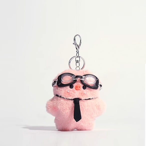1 Piece Romantic Series Cute Pink Piggy With Glasses Rayon Women's Bag Charms 2