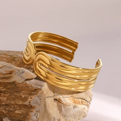 1 Piece Simple Series Retro Solid Color Stainless Steel 18K Gold Plated Women Bangles h5 Picture3