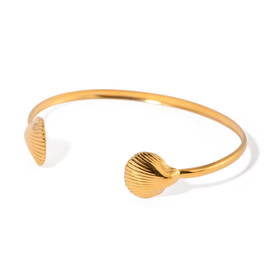 European and American cross-border ins style summer temperament 18k gold stainless steel small scallop simple open bracelet jewelry wholesale female Picture9