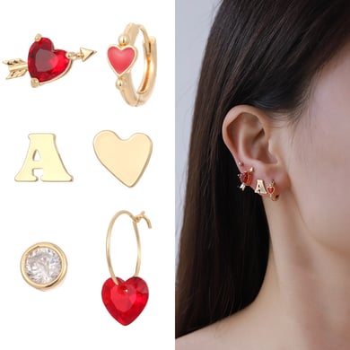 1 paio di orecchini da donna in lega a forma di cuore dolce della serie romantica h5 Immagine3