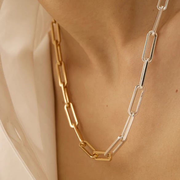 1 pezzo semplice serie semplice geometrica in acciaio inossidabile placcato oro 18K collane a catena da donna 2