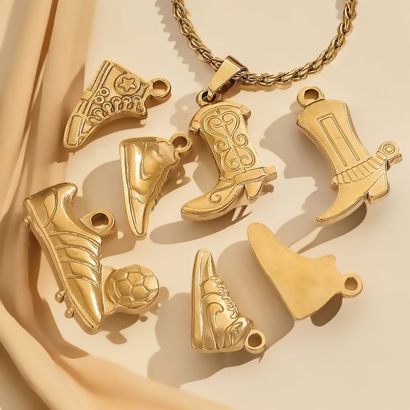 1 Piece Simple Series Chic Boots Stainless Steel Gold Color Unisex Pendants 2