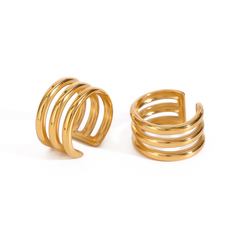 1 Paar Simple Series Simple Ringförmige Ohrringe aus Edelstahl mit 18 Karat Vergoldung für Damen Bild6