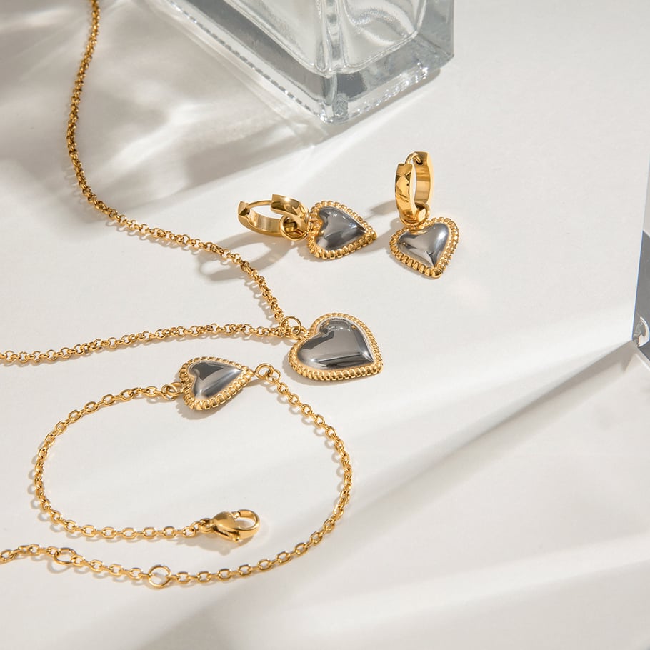 1 Stück romantische Serie süßes Herz Edelstahl Gold Farbe Damen Anhänger Halsketten Bild3