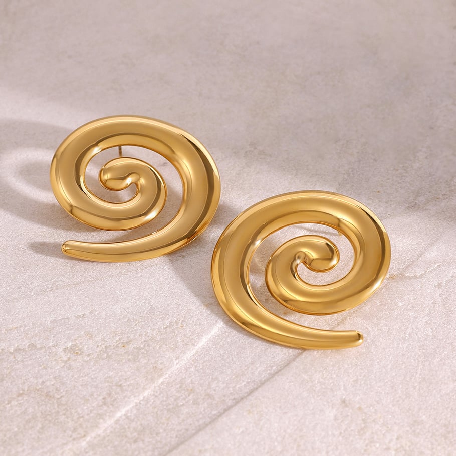 1 Paar einfache Serie lässig geometrische Edelstahl 18 Karat vergoldet Frauen Ohrstecker Bild3